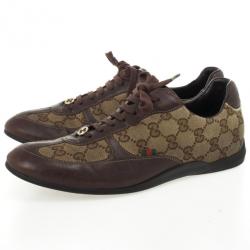 Pre Owned Gucci Brown Guccissima Lace Up Sneakers Size 38