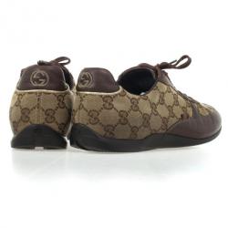 Pre Owned Gucci Brown Guccissima Lace Up Sneakers Size 38