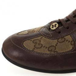 Pre Owned Gucci Brown Guccissima Lace Up Sneakers Size 38