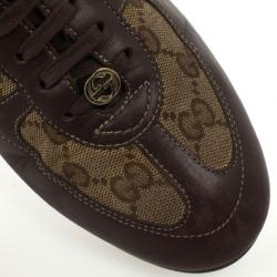 Pre Owned Gucci Brown Guccissima Lace Up Sneakers Size 38