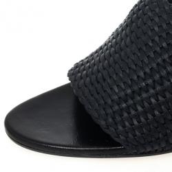 Pre Owned Gucci Black Woven High Heel Slides Size 42