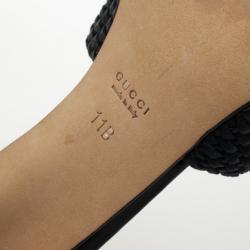 Pre Owned Gucci Black Woven High Heel Slides Size 42