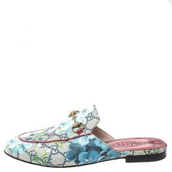 مملوكة مسبقًا صندل سلايد غوتشي برينس تاون كانفاس GG سوبريم بني طباعة الورود تفاصيل الهورسبيت مقاس 37.5