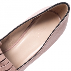 Pre Owned Gucci Light Pink Suede GG Marmont Fringe Pumps Size 36