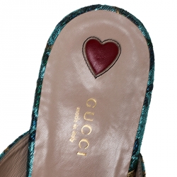 Pre Owned Gucci Multicolor Brocade Fabric Princetown Mules Size 40.5