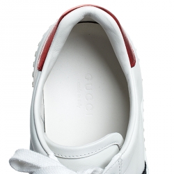 Pre Owned Gucci White Leather And Bee Web Detail New Ace Crystal Embellished Platform Sneakers Size 37