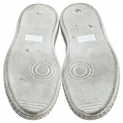 Pre Owned Gucci White Leather And Bee Web Detail New Ace Crystal Embellished Platform Sneakers Size 37