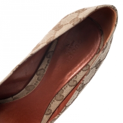 Pre Owned Gucci Brown Guccissima Canvas New Hollywood Horsebit Peep Toe Pumps Size 39.5