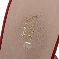 Pre Owned Gucci Red/Gold Suede and Leather Moody Bow Thong Flats Size 40