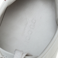 مملوكة مسبقًا Gucci White Leather Python Trim Web Detail New Ace Faux Pearl Embellished Low Top Sneakers Size 39