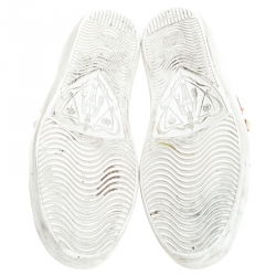 مملوكة مسبقًا Gucci White Leather Python Trim Web Detail New Ace Faux Pearl Embellished Low Top Sneakers Size 39