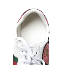 Gucci White Floral Embroidered Leather Ace Low Top Sneakers Size 39