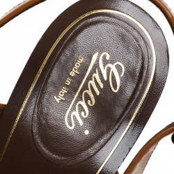 مملوكة مسبقًا صندل غوتشي هورسبيت جلد لامع بني مقاس 40