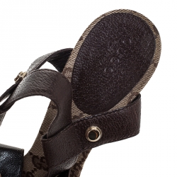 مملوكة مسبقًا Gucci Brown Leather Open Toe Ankle Strap Sandals Size 39.5