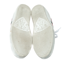 Pre Owned حذاء رياضي غوتشي أربطة تفاصيل قلب ويب Ace جلد أبيض مقاس 39