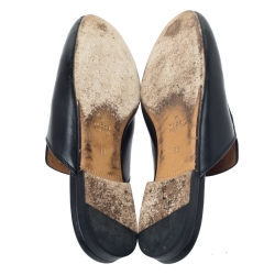 Pre Owned Gucci Black Leather Horsebit Embroidered Princetown Mules Size 38