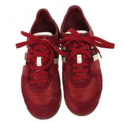 مملوكة مسبقًا Gucci Maroon Suede &amp; Leather Web Detail Sneakers Size 37.5