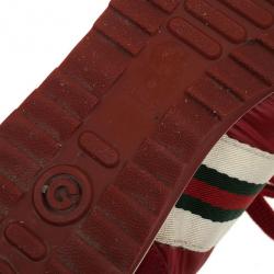 مملوكة مسبقًا Gucci Maroon Suede &amp; Leather Web Detail Sneakers Size 37.5