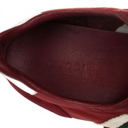 مملوكة مسبقًا Gucci Maroon Suede &amp; Leather Web Detail Sneakers Size 37.5