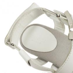 مملوكة مسبقًا Gucci White Leather 'Gail' Clasp Platform Sandals Size 37.5