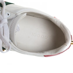 Gucci White Leather Python Trim Web Detail New Ace Faux Pearl Embellished Low Top Sneakers Size 37