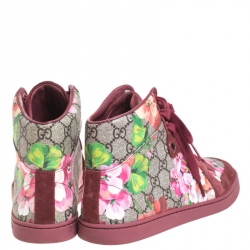 Gucci Multicolor Blooms Printed GG Coated Canvas High Top Sneakers Size 39