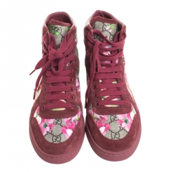 Gucci Multicolor Blooms Printed GG Coated Canvas High Top Sneakers Size 39