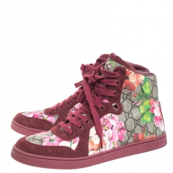 Gucci Multicolor Blooms Printed GG Coated Canvas High Top Sneakers Size 39