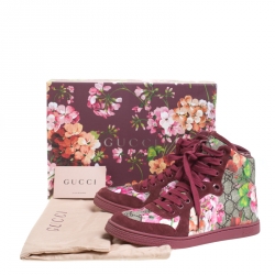 Gucci Multicolor Blooms Printed GG Coated Canvas High Top Sneakers Size 39