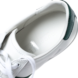 Gucci White Leather and Metallic Python Trim Rooster Web Detail Ace Sneakers Size 38