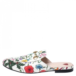 مملوكة مسبقًا Gucci Multicolor Floral Canvas Princetown Horsebit Flat Mules Size 40