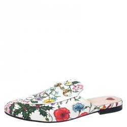 مملوكة مسبقًا Gucci Multicolor Floral Canvas Princetown Horsebit Flat Mules Size 40