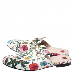 مملوكة مسبقًا Gucci Multicolor Floral Canvas Princetown Horsebit Flat Mules Size 40