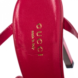 مملوكة مسبقًا صندل غوتشي أورسولا هورسبيت غلادياتور جلد لامع أحمر مقاس 39