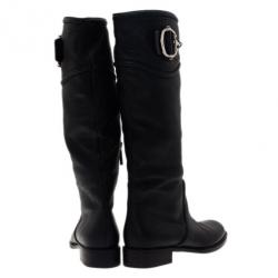 مملوكة مسبقًا Gucci Black Leather Techno Horsebit Riding Boots Size 38.5