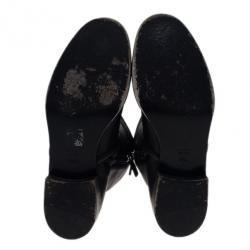 مملوكة مسبقًا Gucci Black Leather Techno Horsebit Riding Boots Size 38.5