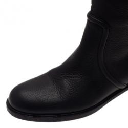 مملوكة مسبقًا Gucci Black Leather Techno Horsebit Riding Boots Size 38.5