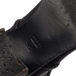 مملوكة مسبقًا Gucci Black Leather Techno Horsebit Riding Boots Size 38.5