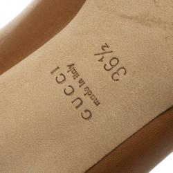 Pre Owned Gucci Beige Horsebit New Hollywood Peep Toe Pumps Size 36.5