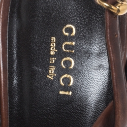 Pre Owned صندل غوتشي سير كاحل هورسبيت ايسا جلد أبيض مقاس 36.5