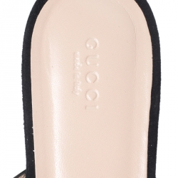 مملوكة مسبقًا Gucci Black Suede GG Marmont Kiltie Mules Size 40.5