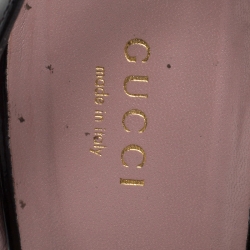 Pre Owned صندل غوتشي نعل سميك مقدمة مفتوحة هورسبيت Claudie جلد لامع أسود مقاس 40