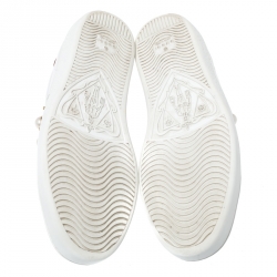 Gucci White Leather Python Trim Web Detail New Ace Faux Pearl Embellished Low Top Sneakers Size 38