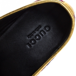 Pre Owned Gucci Multicolor Jacquard Fabric Jordaan Loafer Size 38.5