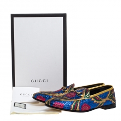 Pre Owned Gucci Multicolor Jacquard Fabric Jordaan Loafer Size 38.5