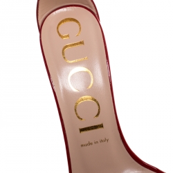 Pre Owned Gucci Red Patent Leather Ilse Ankle Strap Sandals Size 39.5