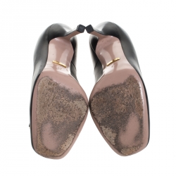 Pre Owned حذاء كعب عالي غوتشي "جولين" مزين بهورسبيت جلد أسود مقاس 37