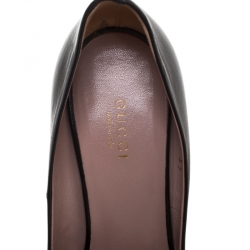 Pre Owned حذاء كعب عالي غوتشي "جولين" مزين بهورسبيت جلد أسود مقاس 37