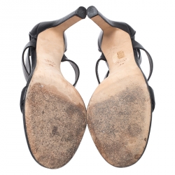 مملوكة مسبقًا Gucci Black Leather GG Strappy Sandals Size 40