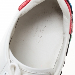 Gucci White Floral Embroidered Leather Ace Low Top Sneakers Size 39
